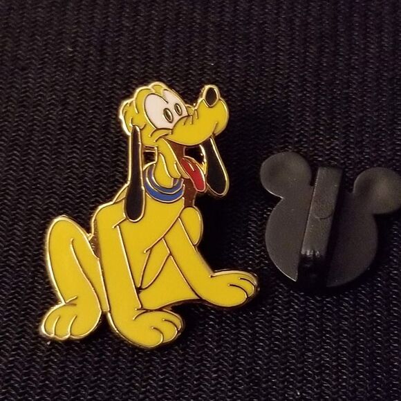 Disney Dogs Pluto Pin Cute Mini Blue Collar Sitting 2002 Happy Smile Dog Vintage - Picture 5 of 11